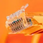 Close up of rj45 or cat5 or cat5e or cat6 Ethernet cable